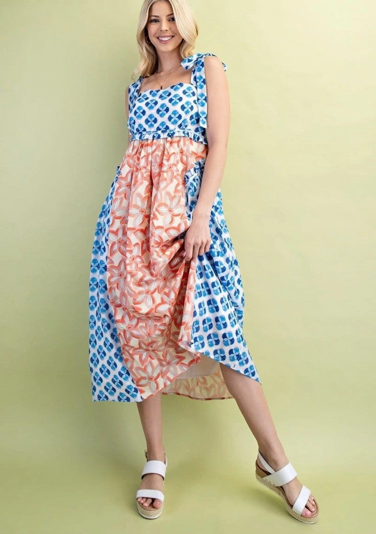 knee length dresses for ladies Mavis Dulce Floral Midi Dress – CASH and CLIVE main image 1