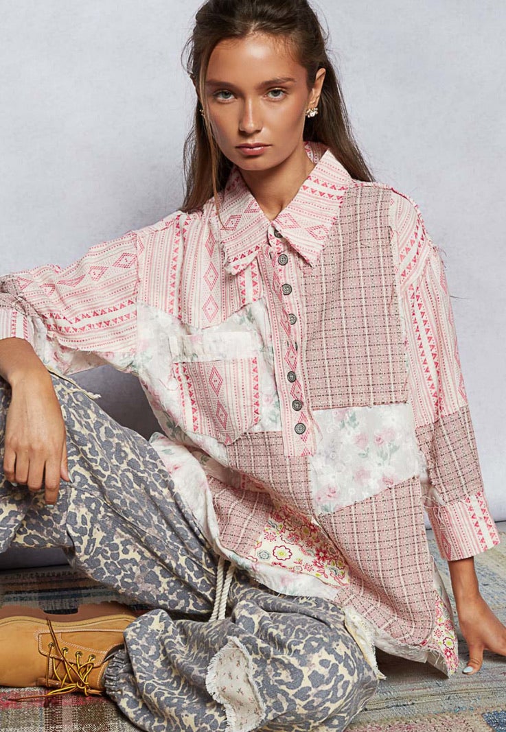 pink floral patchwork top | BluLis Boutique